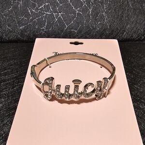 Juicy Couture Silver Tone Bangle Bracelet with Rhinestone Accents